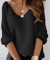 Kadın Uzun Kollu V Yaka Triko Bluz