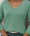Kadın Uzun Kollu V Yaka Triko Bluz