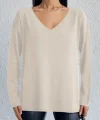 Kadın Uzun Kollu V Yaka Triko Bluz