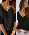 Kadın Uzun Kollu V Yaka Triko Bluz