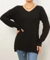 Kadın Uzun Kollu V Yaka Triko Bluz