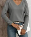 Kadın Uzun Kollu V Yaka Triko Bluz