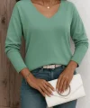 Kadın Uzun Kollu V Yaka Triko Bluz