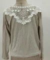 Kadın Uzun Kollu V Yakalı Arkadan Dantel Detaylı şardonlu Kaşkorse Bluz