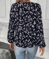 Kadın Uzun Kollu V Yakalı çiçek Desenli Modal Bluz