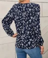 Kadın Uzun Kollu V Yakalı çiçek Desenli Modal Bluz