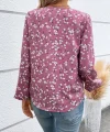 Kadın Uzun Kollu V Yakalı çiçek Desenli Modal Bluz