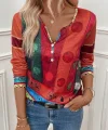 Kadın Uzun Kollu V Yakalı çok Renkli Süprem Bluz