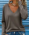 Kadın Uzun Kollu V Yakalı Dalgıç Açık Vizon Bluz