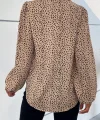 Kadın Uzun Kollu V Yakalı Desenli Mikro Bluz