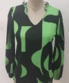 Kadın Uzun Kollu V Yakalı Desenli Modal Bluz