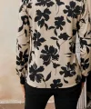 Kadın Uzun Kollu V Yakalı Desenli Süprem Bluz