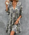 Kadın Uzun Kollu V Yakalı Fırfırlı Mini Süprem Elbise