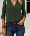 Kadın Uzun Kollu V Yakalı Ithal Krep Bluz