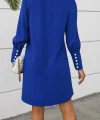Kadın Uzun Kollu V Yakalı Kısa Ithal Krep Elbise