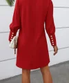 Kadın Uzun Kollu V Yakalı Kısa Ithal Krep Elbise