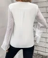 Kadın Uzun Kollu V Yakalı Kolları Ispanyol Detayı Sandy Bluz