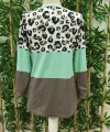 Kadın Uzun Kollu V Yakalı Leopar Baskılı şardonlu Dalgıç Bluz