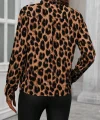 Kadın Uzun Kollu V Yakalı Leopar Desenli Modal Bluz