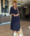 Kadın Uzun Kollu V Yakalı Midi Modal Elbise