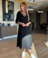 Kadın Uzun Kollu V Yakalı Midi Modal Elbise