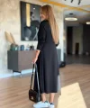 Kadın Uzun Kollu V Yakalı Midi Modal Elbise