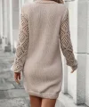 Kadın Uzun Kollu V Yakalı Mini Triko Elbise