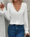 Kadın Uzun Kollu V Yakalı önden Düğmeli Bluz