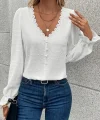 Kadın Uzun Kollu V Yakalı önden Düğmeli Bluz