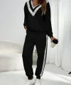 Kadın Uzun Kollu V Yakalı Pulpayetli Viskon Iki Iplik Bluz Ve Pantolon