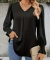 Kadın Uzun Kollu V Yakalı Salaş Ithal Krep Bluz