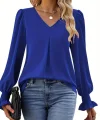 Kadın Uzun Kollu V Yakalı Salaş Ithal Krep Bluz