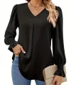 Kadın Uzun Kollu V Yakalı Salaş Ithal Krep Bluz
