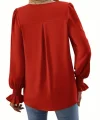 Kadın Uzun Kollu V Yakalı Salaş Ithal Krep Bluz