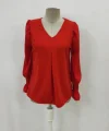 Kadın Uzun Kollu V Yakalı Salaş Ithal Krep Bluz