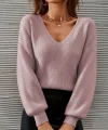Kadın Uzun Kollu V Yakalı Triko Bluz