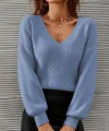 Kadın Uzun Kollu V Yakalı Triko Bluz