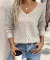 Kadın Uzun Kollu V Yakalı Triko Bluz
