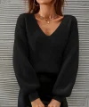 Kadın Uzun Kollu V Yakalı Triko Bluz