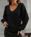 Kadın Uzun Kollu V Yakalı Triko Bluz