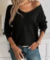 Kadın Uzun Kollu V Yakalı Triko Bluz