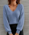 Kadın Uzun Kollu V Yakalı Triko Bluz