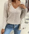 Kadın Uzun Kollu V Yakalı Triko Bluz