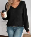 Kadın Uzun Kollu V Yakalı Triko Bluz