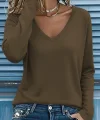 Kadın Uzun Kollu V Yakalı Viskon Iki Iplik Bluz