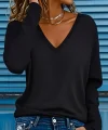 Kadın Uzun Kollu V Yakalı Viskon Iki Iplik Bluz