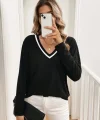 Kadın Uzun Kollu V Yakalı Viskon Iki Iplik Bluz