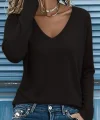 Kadın Uzun Kollu V Yakalı Viskon Iki Iplik Bluz