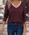Kadın Uzun Kollu V Yakalı Viskon Iki Iplik Bluz
