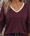 Kadın Uzun Kollu V Yakalı Viskon Iki Iplik Bluz